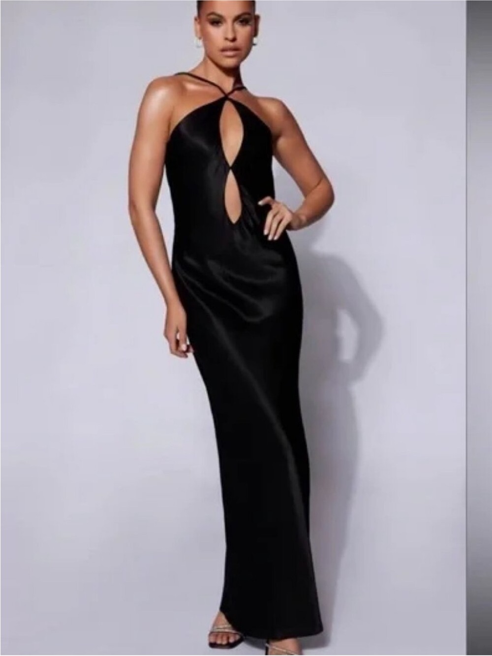 Meshki Black Halter Cutout Maxi Dress